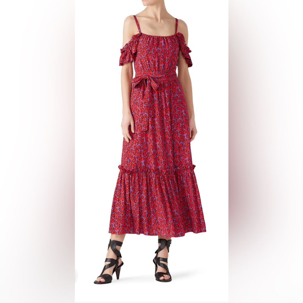 Derek Lam 10 Crosby $585 Floral Red Maxi Skirt size 2